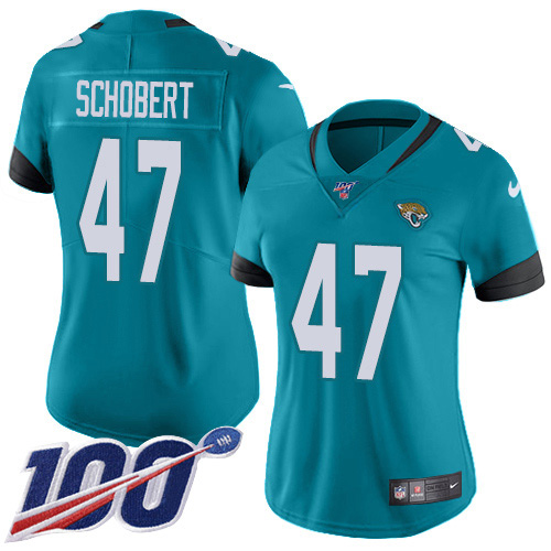 Nike Jacksonville Jaguars #47 Joe Schobert Teal Green Alternate Women Stitched NFL 100th Season Vapor Untouchable Limited Jersey